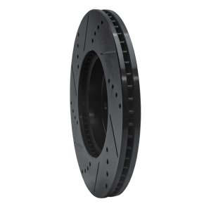 Honda Civic Brake Rotor (1) - Front Right - R1 Concepts - Drilled & Slotted - Black - `13-`25